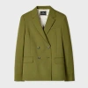 Ps By Paul Smith Women's Olive Green Wool Double-breasted Blazer
