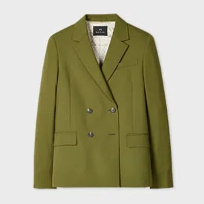 Ps By Paul Smith Women's Olive Green Wool Double-breasted Blazer