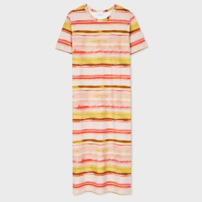 Ps By Paul Smith Women's Orange 'sunray' Stripe Jersey T-shirt Dress Pink