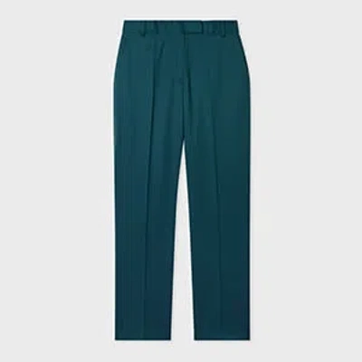 Ps By Paul Smith Women's Petrol Green Slim-fit Wool-blend Trousers
