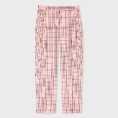 Ps By Paul Smith Women's Pink Check Cropped Trousers Red