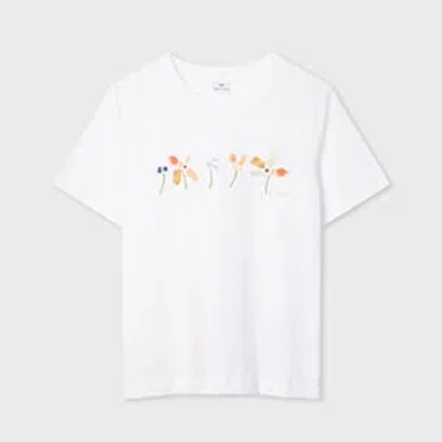 Ps By Paul Smith White Printed Crew Neck T-shirt