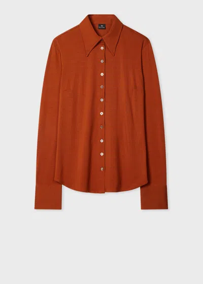 Ps By Paul Smith Women's Rust Orange Jersey Shirt