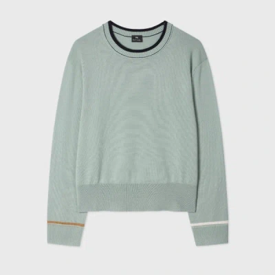 Ps By Paul Smith Women's Sage Blue Merino Wool Sweater Green