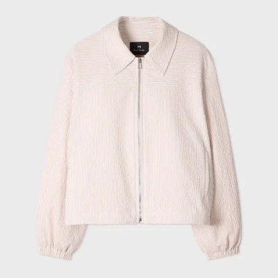 Ps By Paul Smith Women's Seersucker Pink Stripe Zip Jacket White
