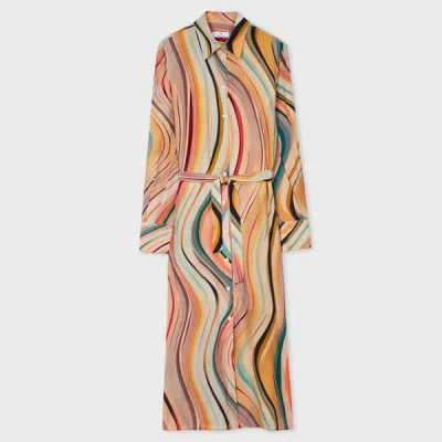 Ps By Paul Smith Women's Silk-blend 'swirl' Print Shirt Dress Multicolour