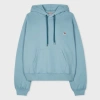 Ps By Paul Smith Women's Steel Blue Cotton Zebra Logo Hoodie In Blue
