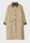 Ps By Paul Smith Women's Stone Nylon Mac With Contrast Check Trim Brown