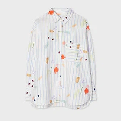 Ps By Paul Smith Women's Stripe 'brushstroke' Shirt White