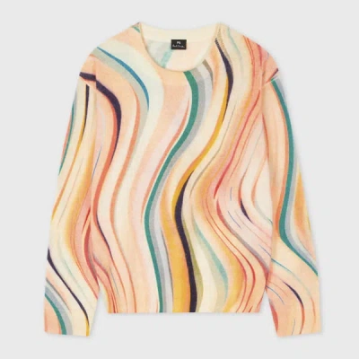 PS BY PAUL SMITH WOMEN'S 'DUSKY SWIRL' CREW NECK KNITTED SWEATER MULTICOLOUR