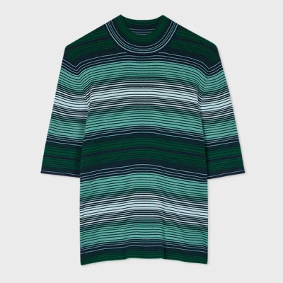 Ps By Paul Smith Women's Teal Gradient Stripe Knitted Top Blue