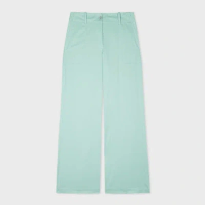 Ps By Paul Smith Women's Turquoise Cotton-blend Cropped Trousers Blue