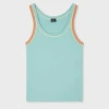 Ps By Paul Smith Women's Turquoise Cotton Contrast Overlock Knitted Vest Blue In Blue