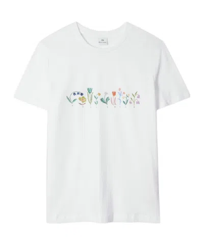 Ps By Paul Smith Women's White 'bloom' Print T-shirt