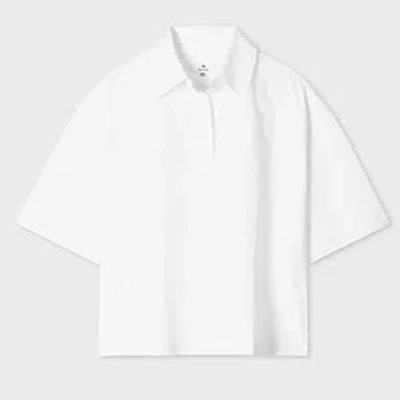 Ps By Paul Smith Women's White Cotton Embroidered Short Sleeve Shirt