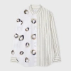 Ps By Paul Smith Women's White Mixed Stripe And 'painted Spot' Cotton Shirt