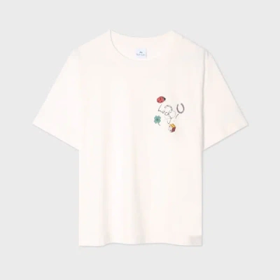Ps By Paul Smith Women's White Organic Cotton 'charms' T-shirt In Neutral