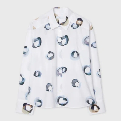Ps By Paul Smith Women's White 'painted Spot' Cotton Shirt