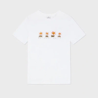 Ps By Paul Smith Women's White 'row Of Flowers' Print T-shirt