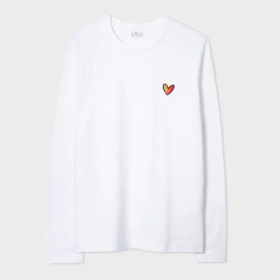 Ps By Paul Smith Women's White 'swirl Heart' Cotton Long-sleeve T-shirt