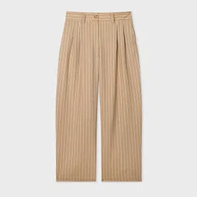 Ps By Paul Smith Women's Wool Brown Stripe Trousers