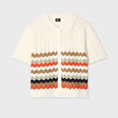 Ps By Paul Smith Zigzag-pattern Crochet Shirt In Neutral