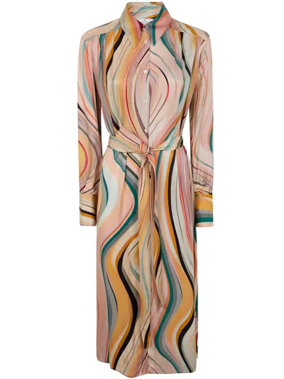 Ps By Paul Smith Artist-stripe Midi Dress In Multicolour