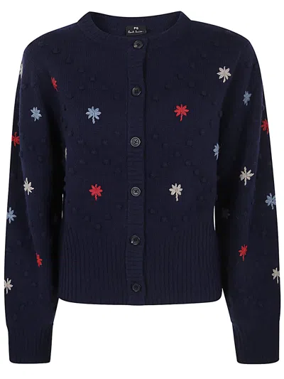 Ps By Paul Smith Womens Knitted Cardigan Button In Blue