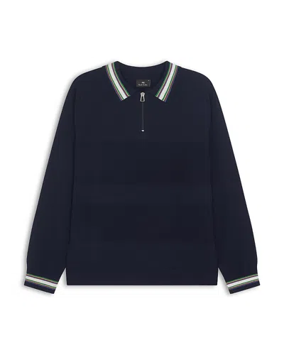 Ps By Paul Smith Wool Blend Polo Sweater In Blue