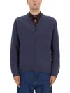 Ps By Paul Smith Classic Button-up Cardigan Sweater In Muted Blue In Blue