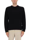 Ps By Paul Smith Classic Crew Neck Black Merino Wool Sweater In Black