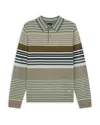 Ps By Paul Smith Khaki Merino Wool Stripe Long-sleeve Polo Shirt Green In Blue