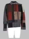 Ps By Paul Smith Black Wool-blend Rich Tone Patchwork Button-up Sweater In Multi