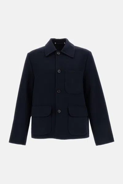 Ps By Paul Smith Workwear Jacket In Wool Twill In Blue