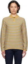 Ps By Paul Smith Yellow Faded Stripe Knitted Cotton Polo Shirt Blue In 40 Blue