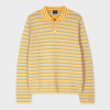 Ps By Paul Smith Yellow Faded Stripe Knitted Cotton Polo Shirt Blue In Blue