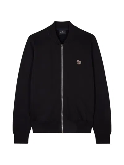 Ps By Paul Smith Zebra Cotton Bomber Jacket In Black