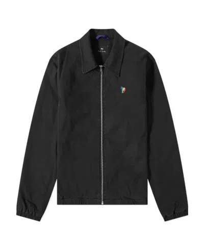 Ps By Paul Smith Zebra-embroidered Organic Cotton Jacket In Black
