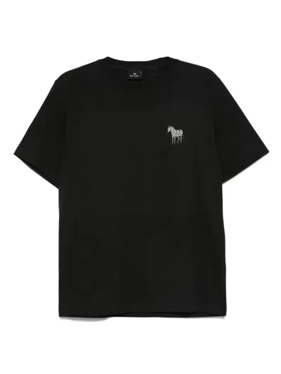 Ps By Paul Smith Zebra-embroidered T-shirt In Black