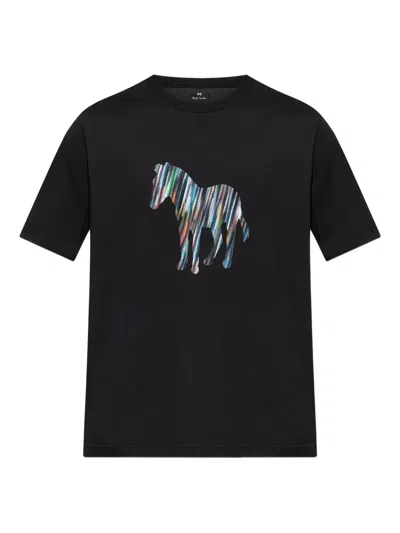 Ps By Paul Smith Zebra Graphic T-shirt In Black