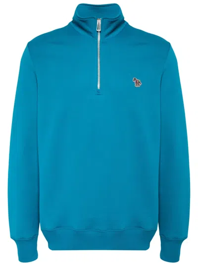 Ps By Paul Smith Zebra-appliqué Organic-cotton Jacket In Blue