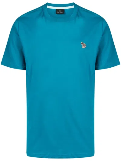 Ps By Paul Smith Zebra Logo-appliqué T-shirt In Blau
