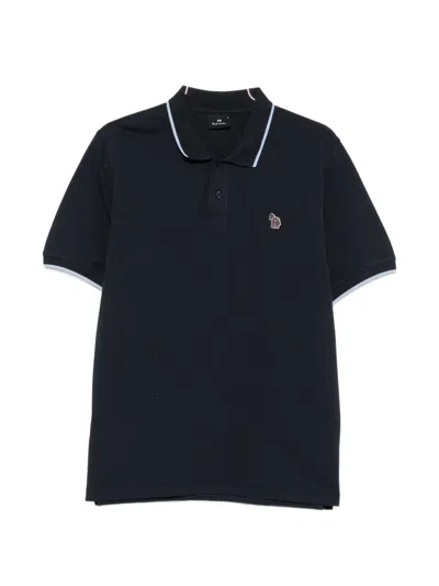 Ps By Paul Smith Zebra Logo Cotton Polo Shirt In Blue