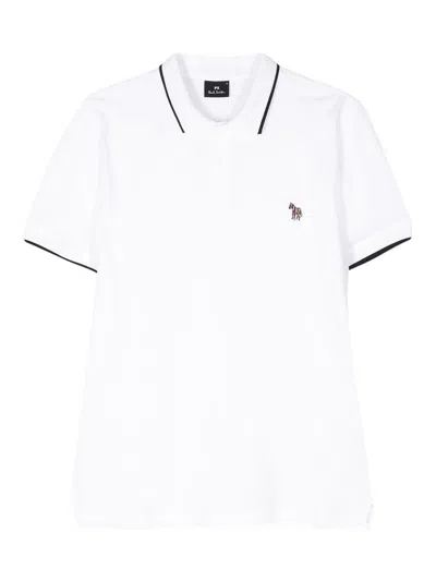 Ps By Paul Smith Zebra Logo Cotton Polo Shirt In White