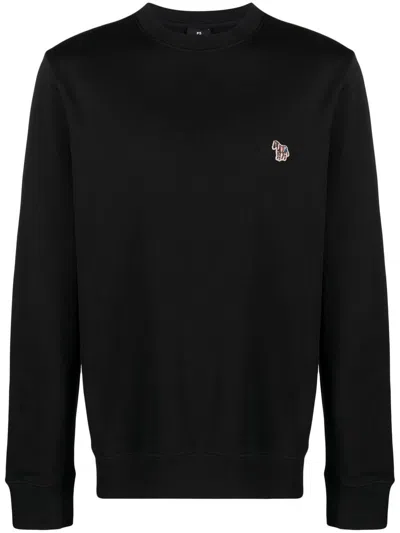 Ps By Paul Smith Zebra-logo Organic Cotton Sweatshirt In Black