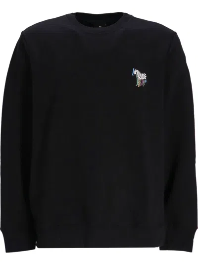 Ps By Paul Smith Zebra-motif Organic-cotton Sweatshirt In Black