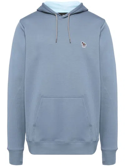 Ps By Paul Smith Zebra Logo Organic Cotton Hoodie In Blue
