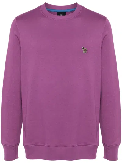 Ps By Paul Smith Zebra-logo Organic Cotton Sweatshirt In Purple