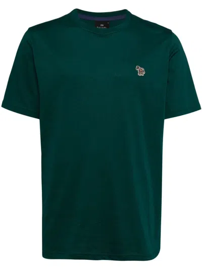 Ps By Paul Smith Zebra Logo Organic Cotton T-shirt In Green