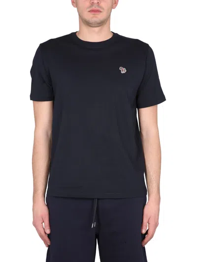 Ps By Paul Smith Ps Paul Smith Zebra Logo Cotton T-shirt In Blue